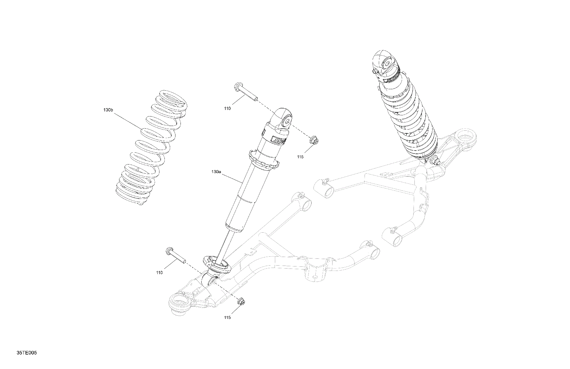 An Image of a Genuine Can-Am Parts Schematic Diagram showing the schematic - SUSPENSION - FRONT SHOCKS