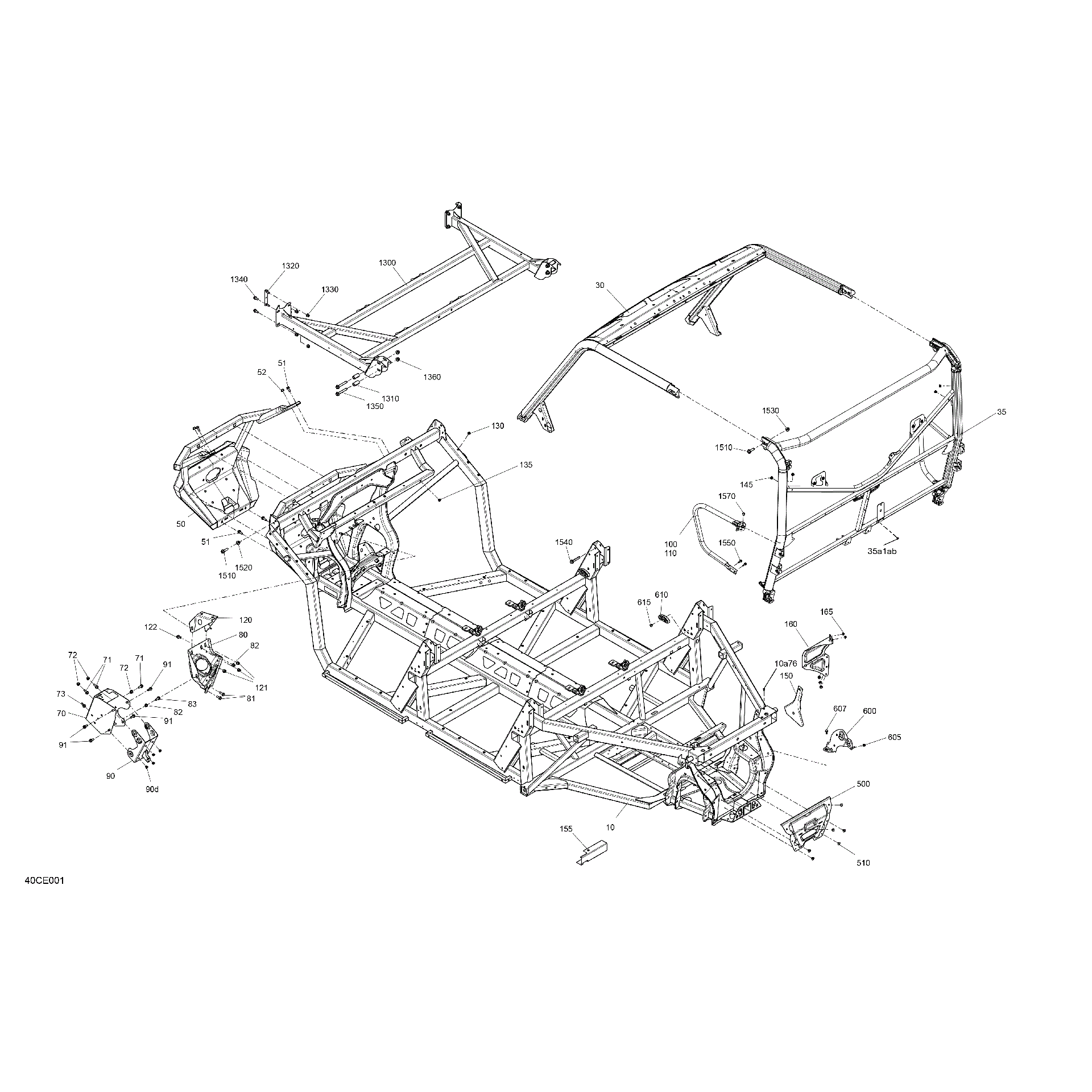 An Image of a Genuine Can-Am Parts Schematic Diagram showing the schematic - FRAME - SYSTEM
