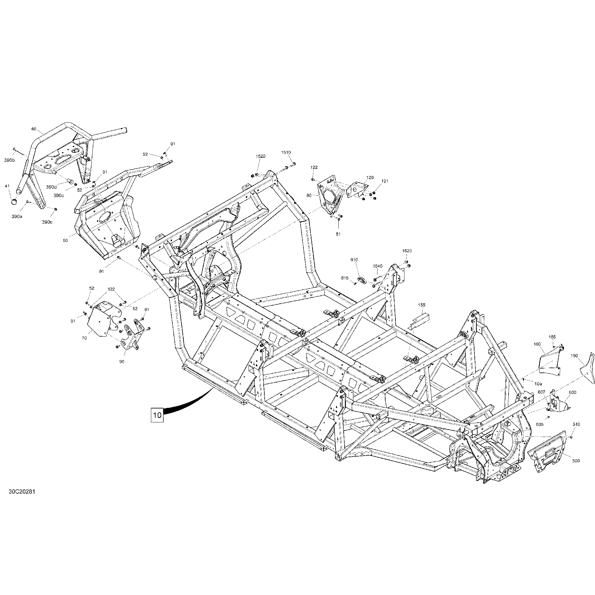 An Image of a Genuine Can-Am Parts Schematic Diagram showing the schematic - FRAME
