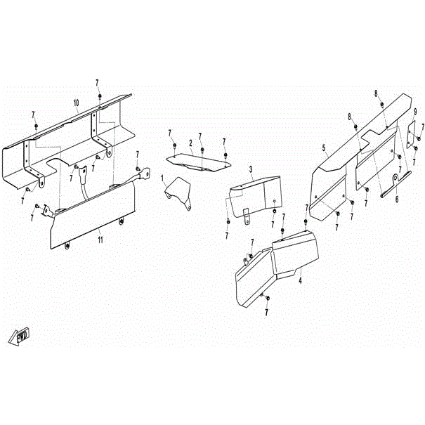 An Image of a genuine CFMOTO Parts Schematic Diagram showing the group - HEAT INSULATION PLATE (ALUM.) - 2016 CFMOTO CFORCE 800 X8