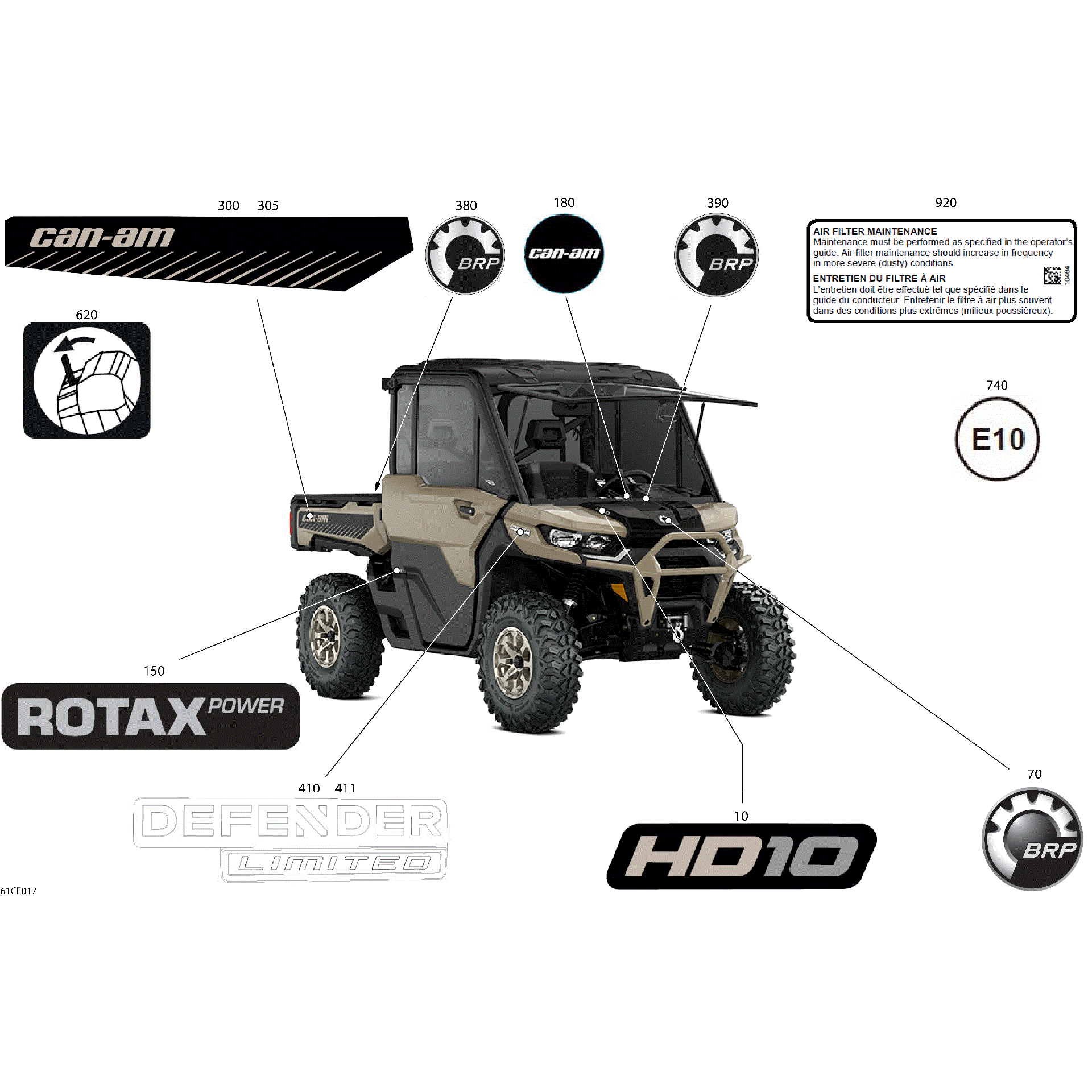 An Image of a Genuine Can-Am Parts Schematic Diagram showing the schematic - BODY - DECALS