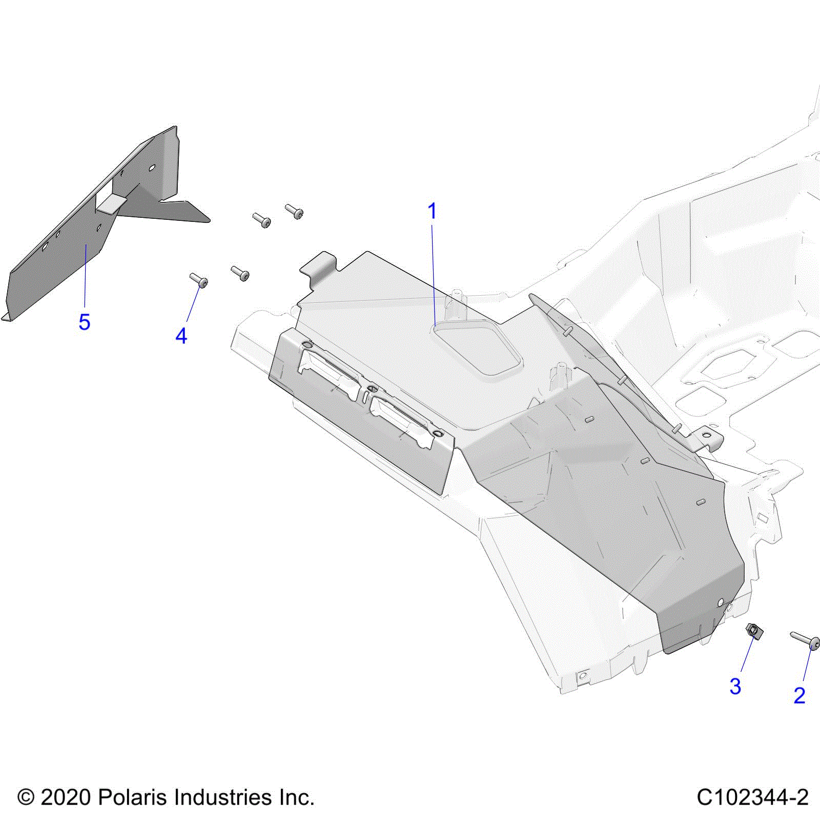 An Image of a Genuine Polaris Parts Schematic Diagram showing the schematic - BODY: HEAT SHIELDS - 2021 POLARIS SPORTSMAN 850 EPS LE 48"
