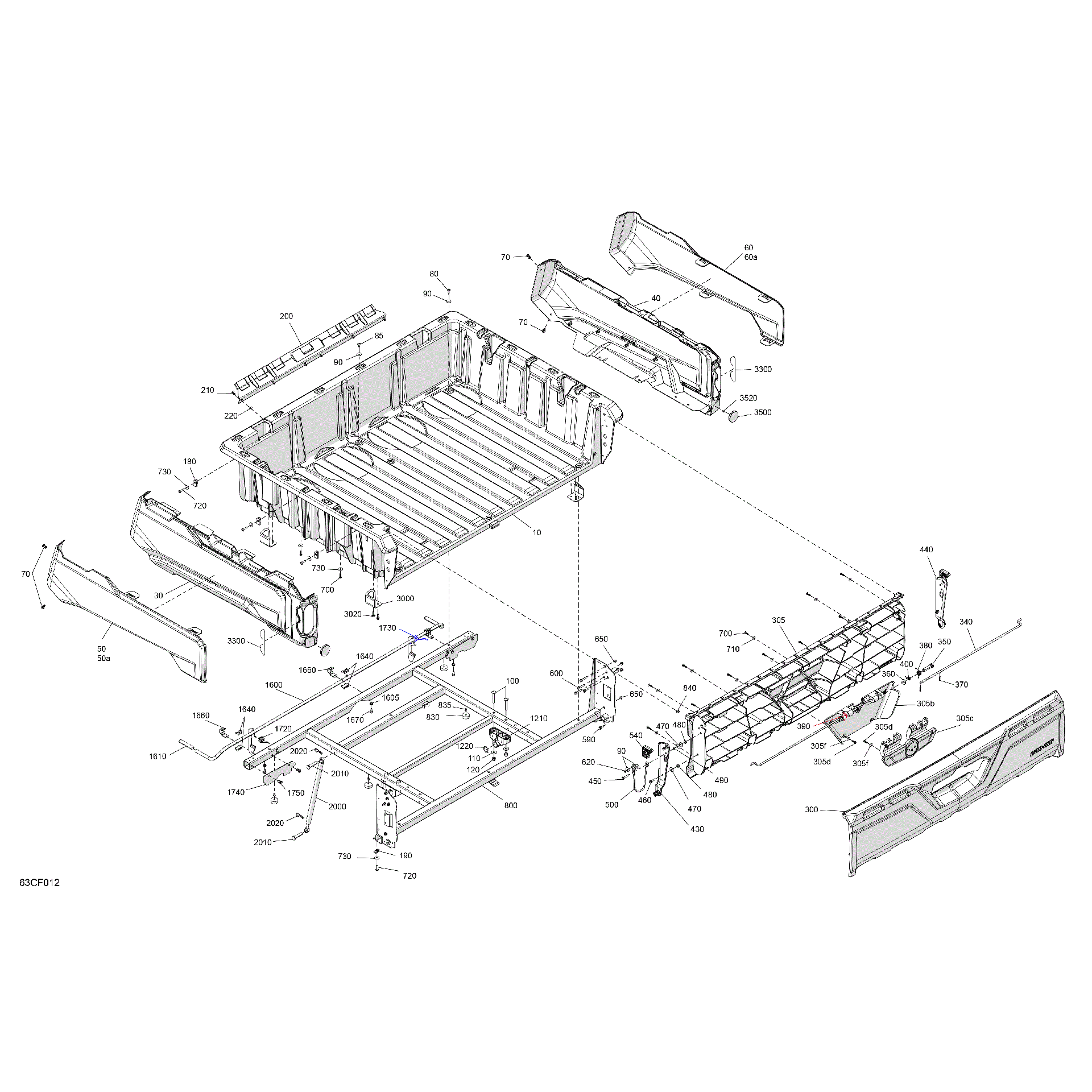 An Image of a Genuine Can-Am Parts Schematic Diagram showing the schematic - BODY - CARGO