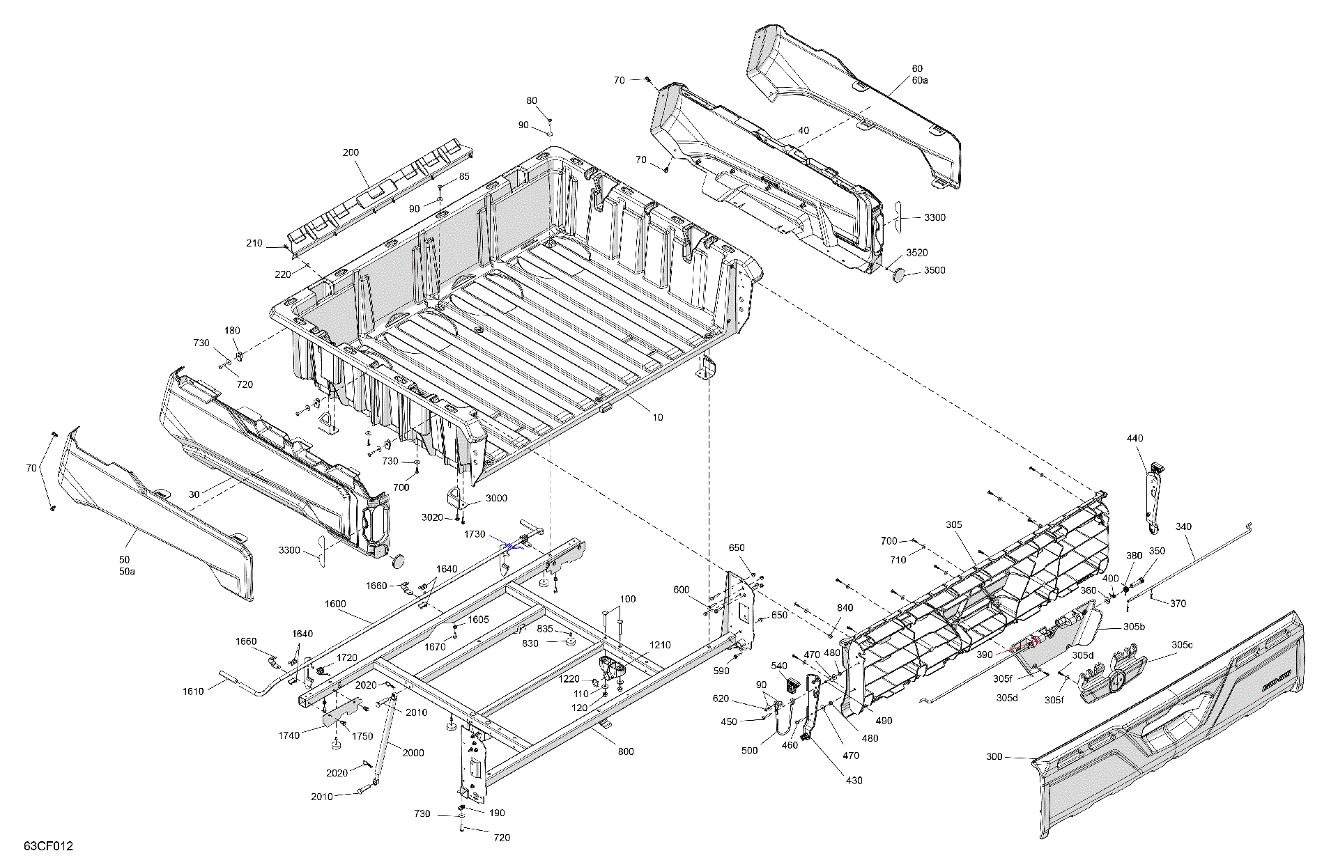 An Image of a Genuine Can-Am Parts Schematic Diagram showing the schematic - BODY - CARGO