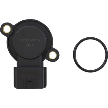 Black plastic Honda electronic shift sensor with mounting holes and O-ring gasket accessory.