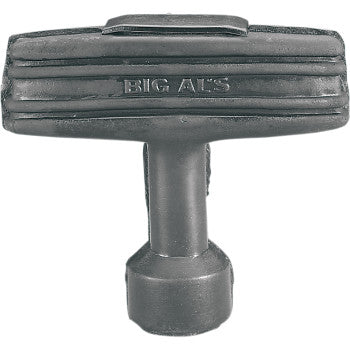 The Pull Handle by Parts Unlimited is a solid rubber brake pad with BIG ALS embossed in the center, a grooved rectangular surface, and a cylindrical attachment stem similar in design to an end plug.