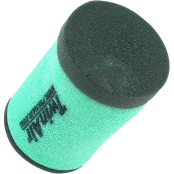 The Can Am Standard Air Filter by Twin Air features a cylindrical green foam design with black end caps and the Twin Air logo, highlighting the brand’s reliability.