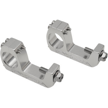 The Probend™ Handlebar Mount Twinwall by Moose Offroad includes two silver CNC-machined billet aluminum risers with bolts, designed to raise and securely mount a motorcycle or bicycle handlebar.