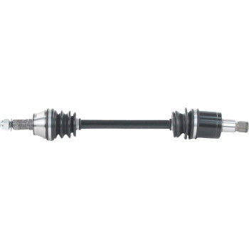 Complete black steel rear right CV axle with rubber gaiters and metal joints for Stampede 900 UTV.