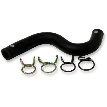 The Honda Hose and Clamp Kit by All Balls features a curved black fuel line with OE replacement quality and four assorted metal hose clamps, all displayed on a white background.