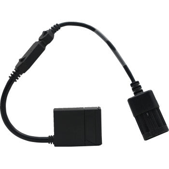 A black cable adapter with rectangular connectors, for use with Dynojets Indian Power 4 Tuner - Victory on Indian/Victory motorcycles or compatible diagnostic devices.