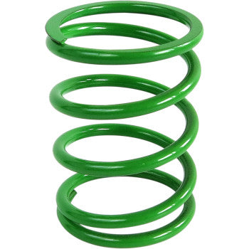 The Polaris Primary Spring by Epi, made of high tensile chrome silicon metal and featuring a shiny green finish, stands upright against a white background.