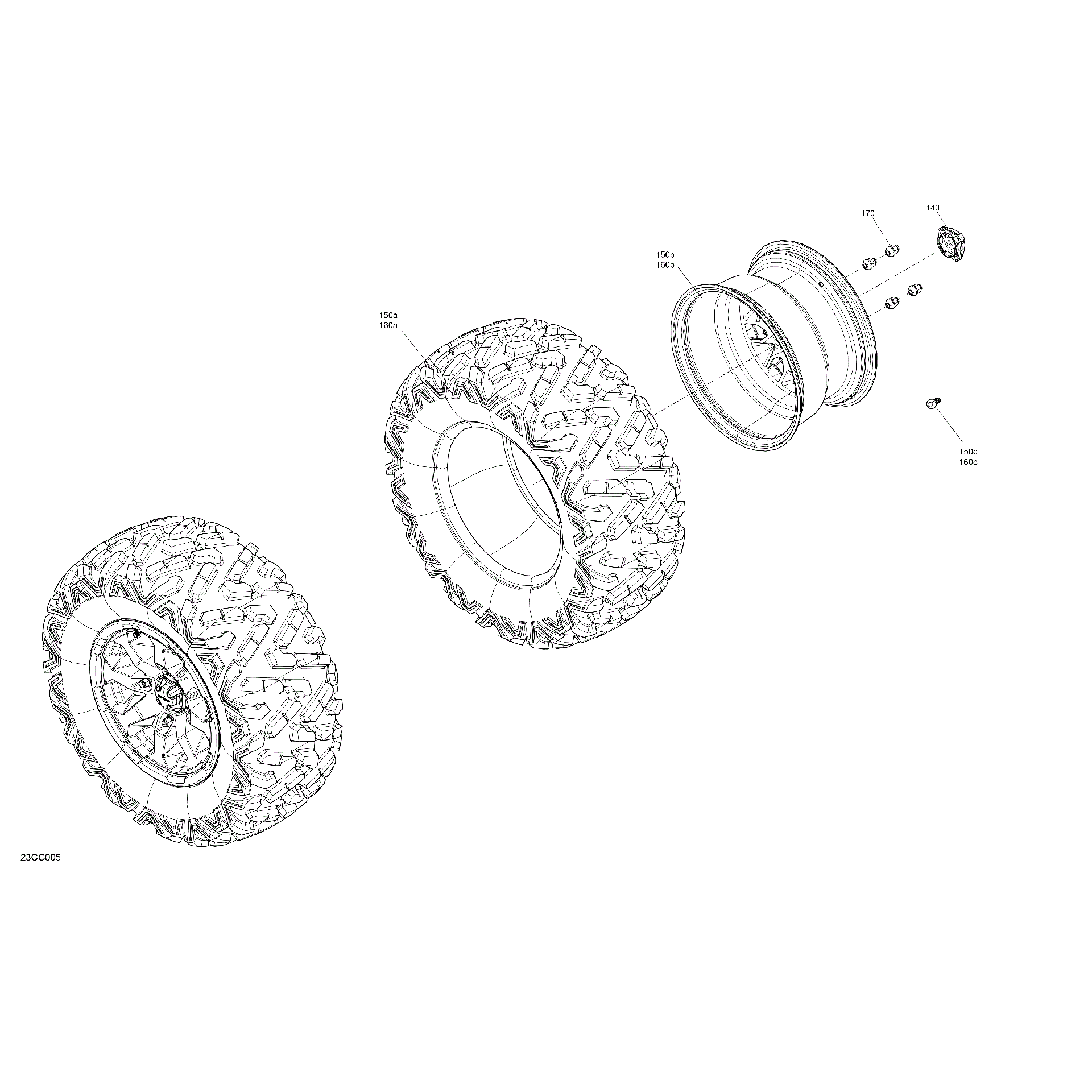 An Image of a Genuine Can-Am Parts Schematic Diagram showing the schematic - DRIVE - REAR WHEELS
