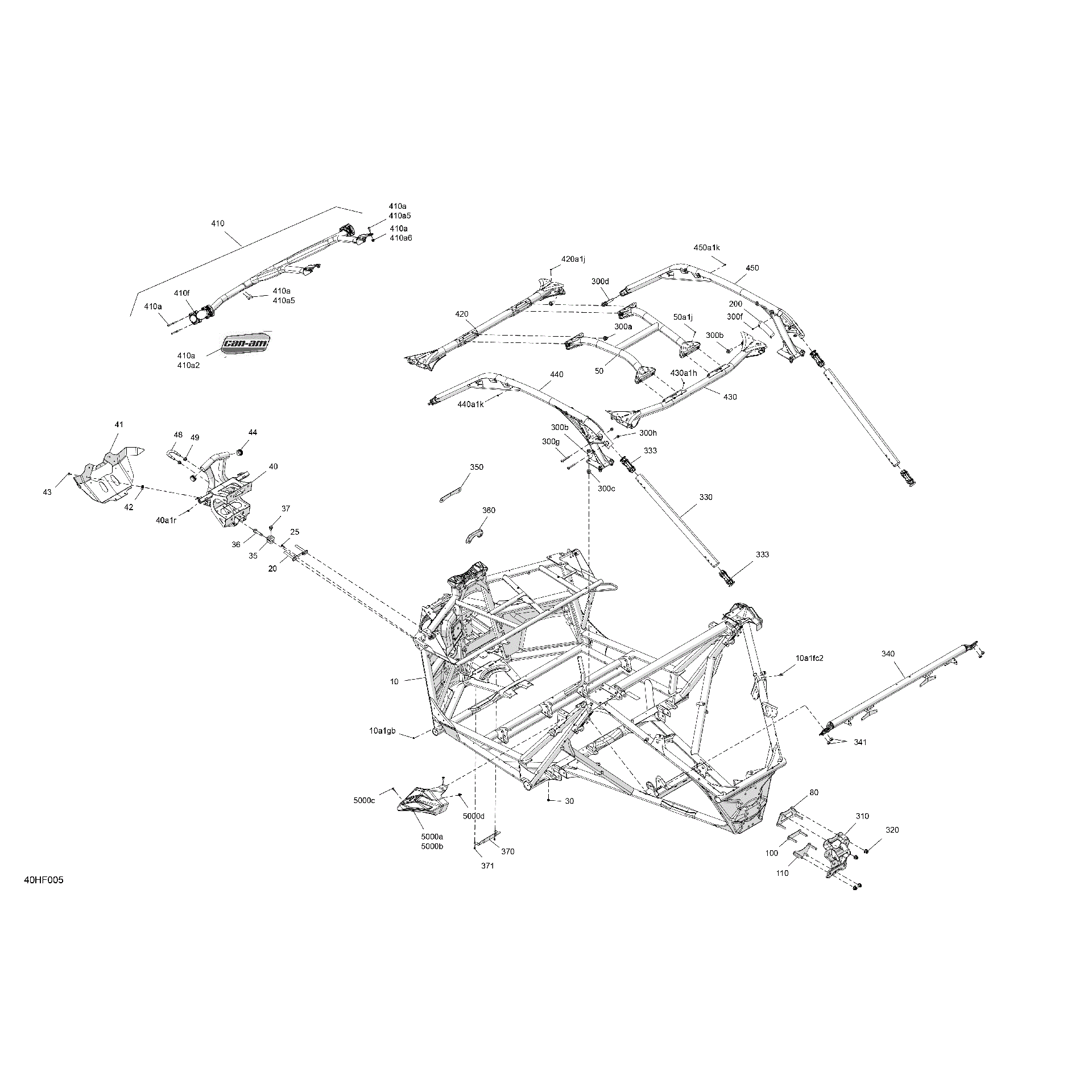An Image of a Genuine Can-Am Parts Schematic Diagram showing the schematic - FRAME - SYSTEM