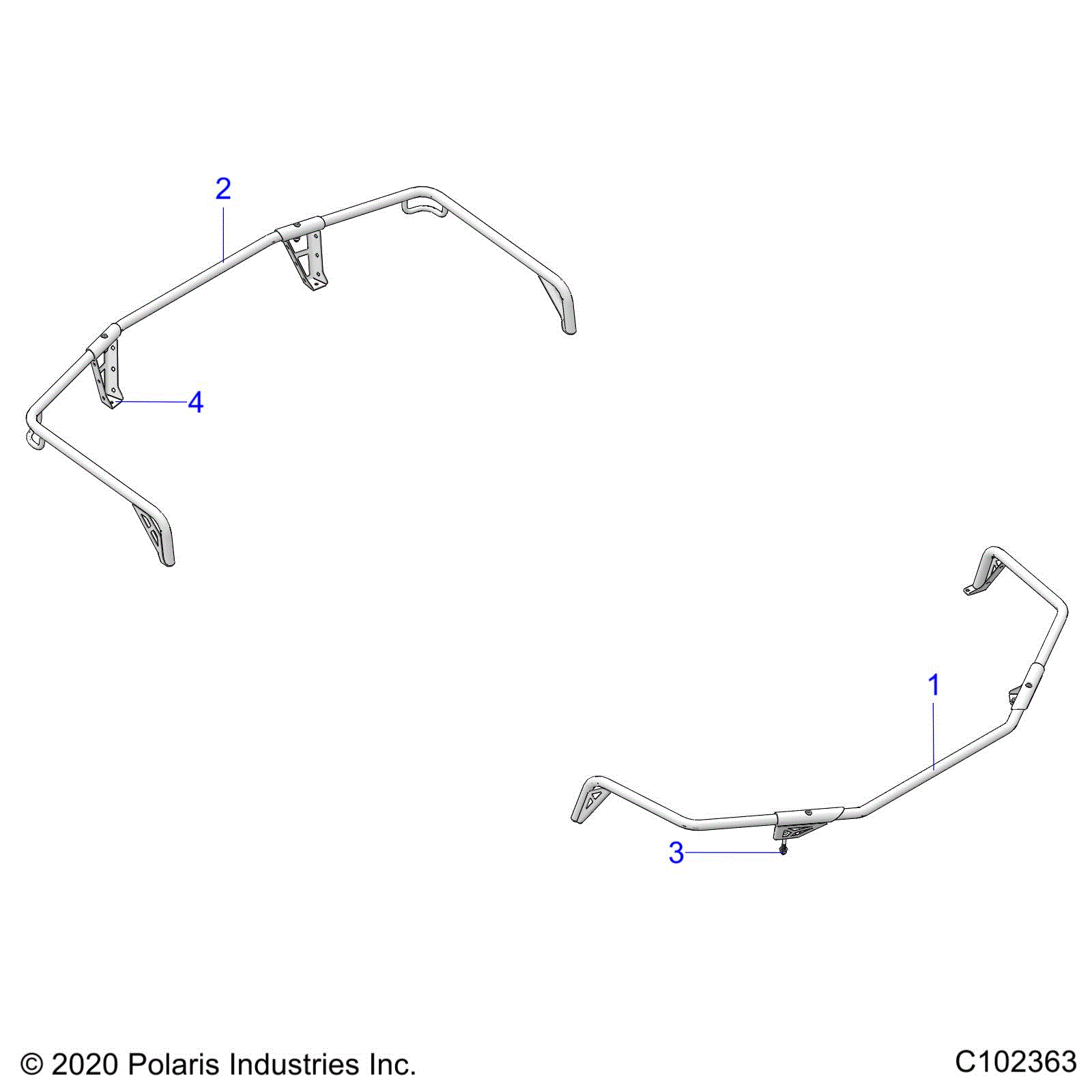 An Image of a Genuine Polaris Parts Schematic Diagram showing the schematic - BODY: RACK EXTENDERS - 2025 POLARIS SPORTSMAN XP 1000 HUNTER EDITION