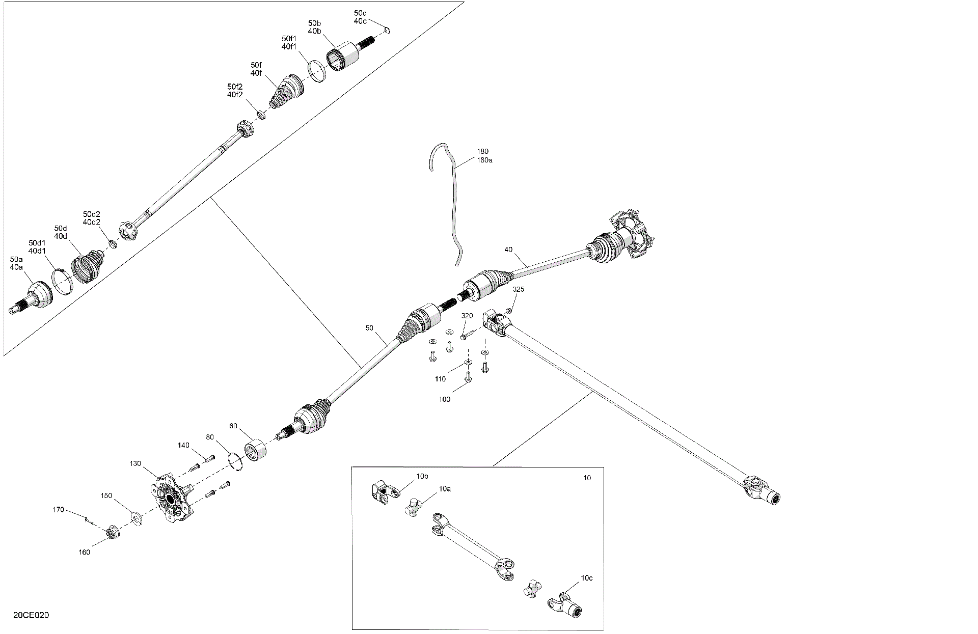 An Image of a Genuine Can-Am Parts Schematic Diagram showing the schematic - DRIVE - FRONT - COMMON PARTS