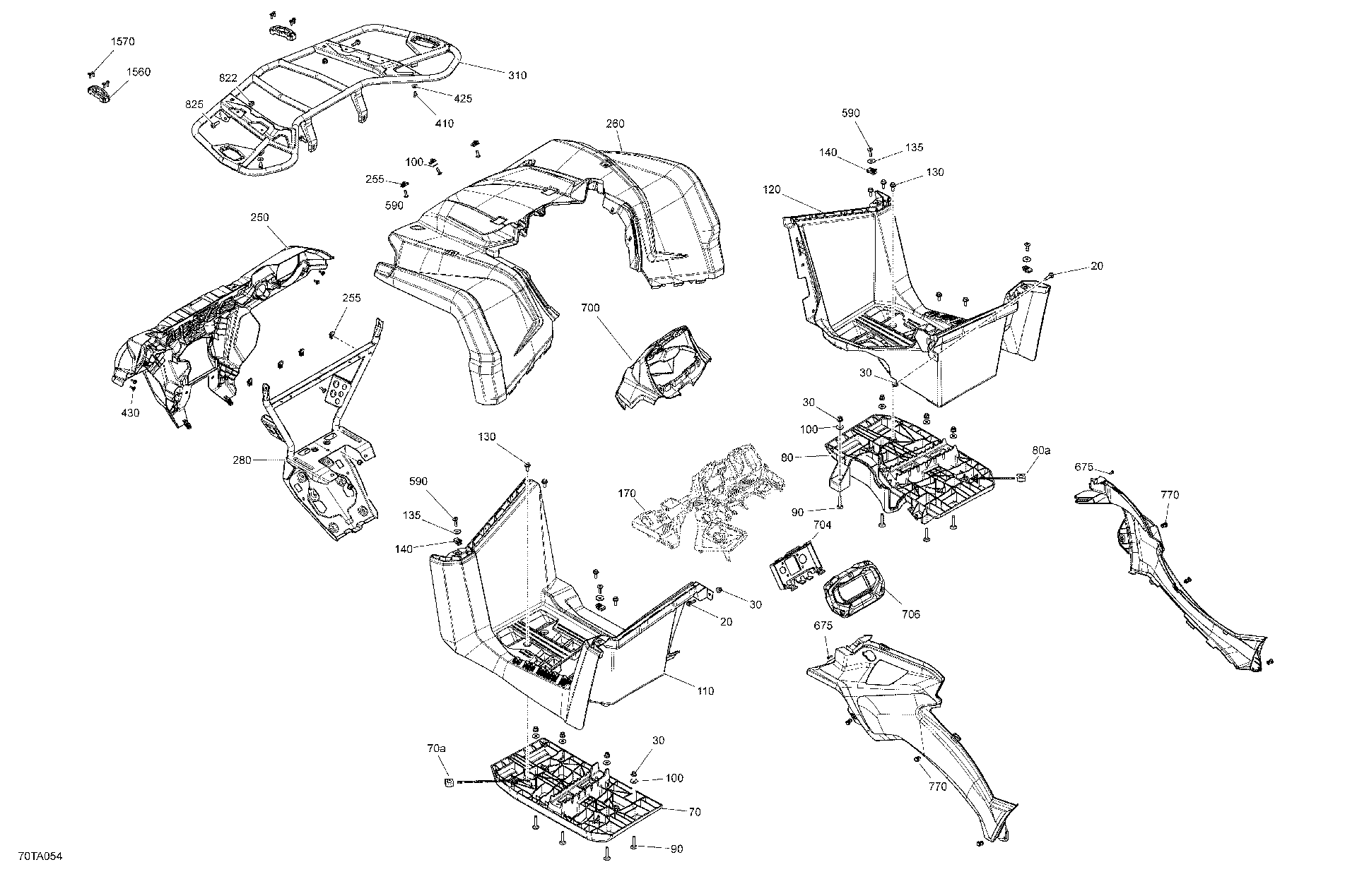 An Image of a Genuine Can-Am Parts Schematic Diagram showing the schematic - BODY - FRONT SECTION