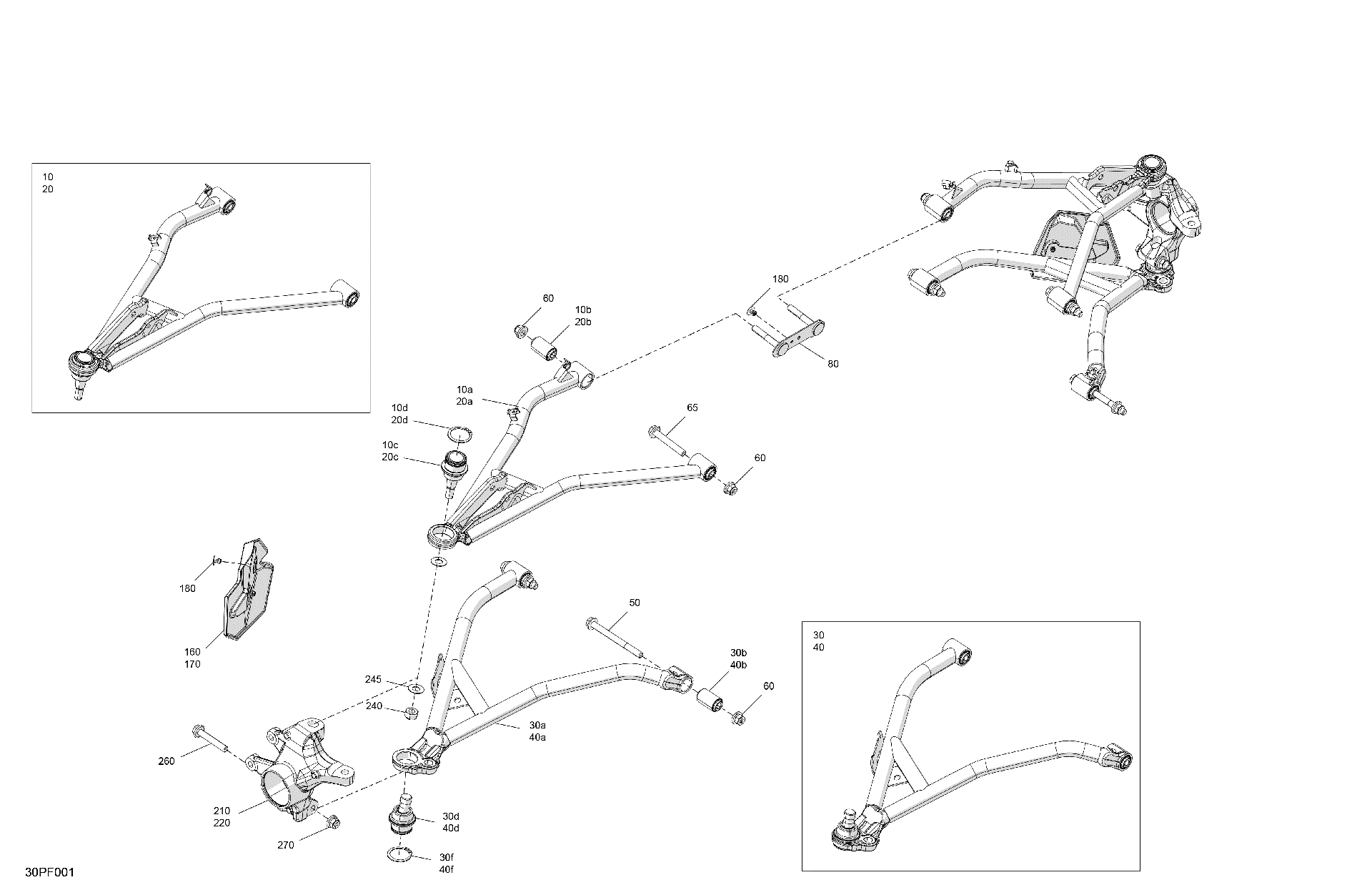 An Image of a Genuine Can-Am Parts Schematic Diagram showing the schematic - SUSPENSION - FRONT COMPONENTS