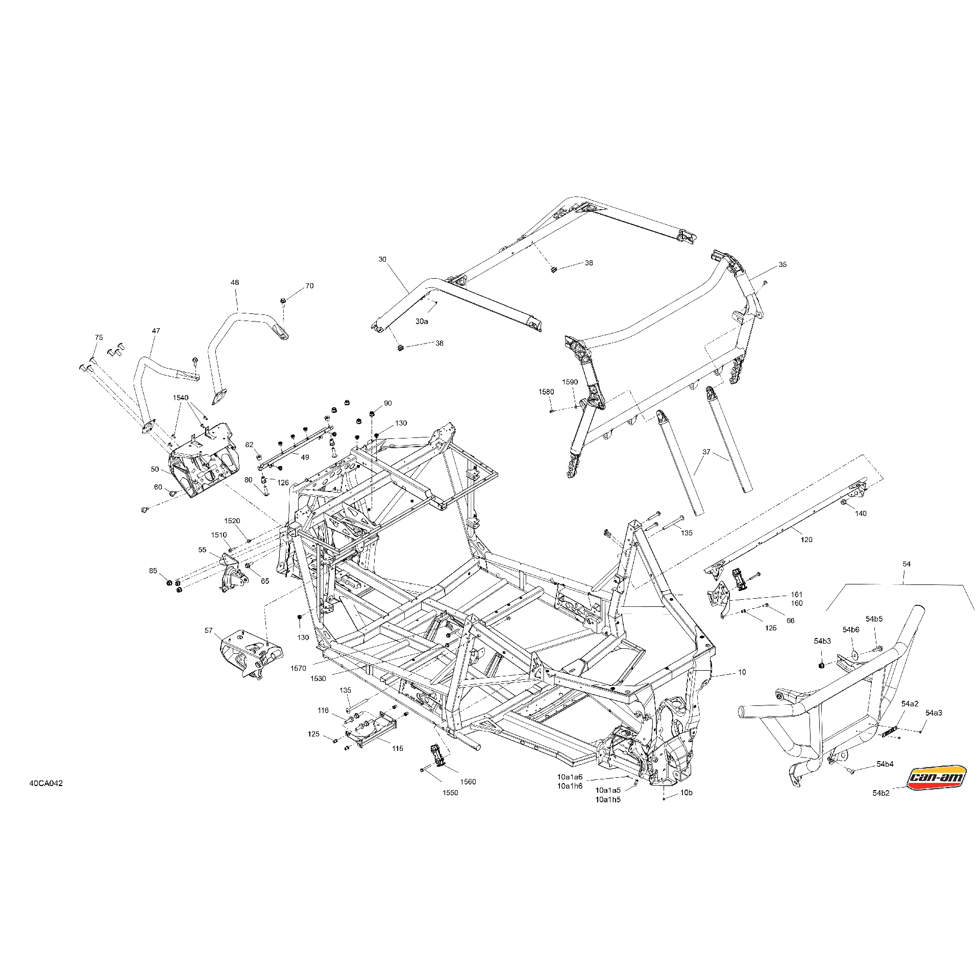 An Image of a Genuine Can-Am Parts Schematic Diagram showing the schematic - FRAME - SYSTEM