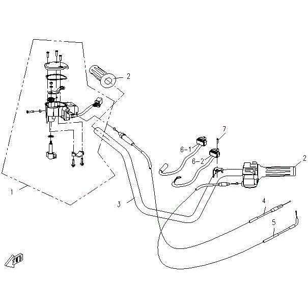 An Image of a genuine CFMOTO Parts Schematic Diagram showing the group - HANDLEBAR -2 - 2016 CFMOTO CFORCE 500 SWB
