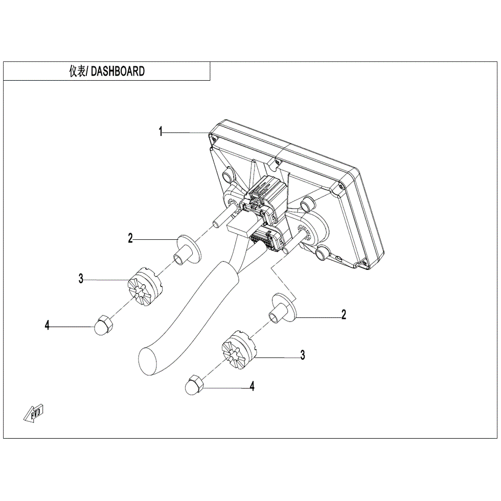 An Image of a Genuine CFMOTO Parts Schematic Diagram showing the schematic - DASHBOARD - 2023 CFMOTO ZFORCE 800 Trail