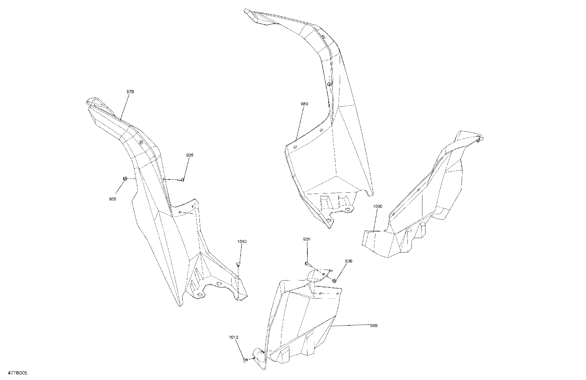 An Image of a Genuine Can-Am Parts Schematic Diagram showing the schematic - BODY - MUDGUARD