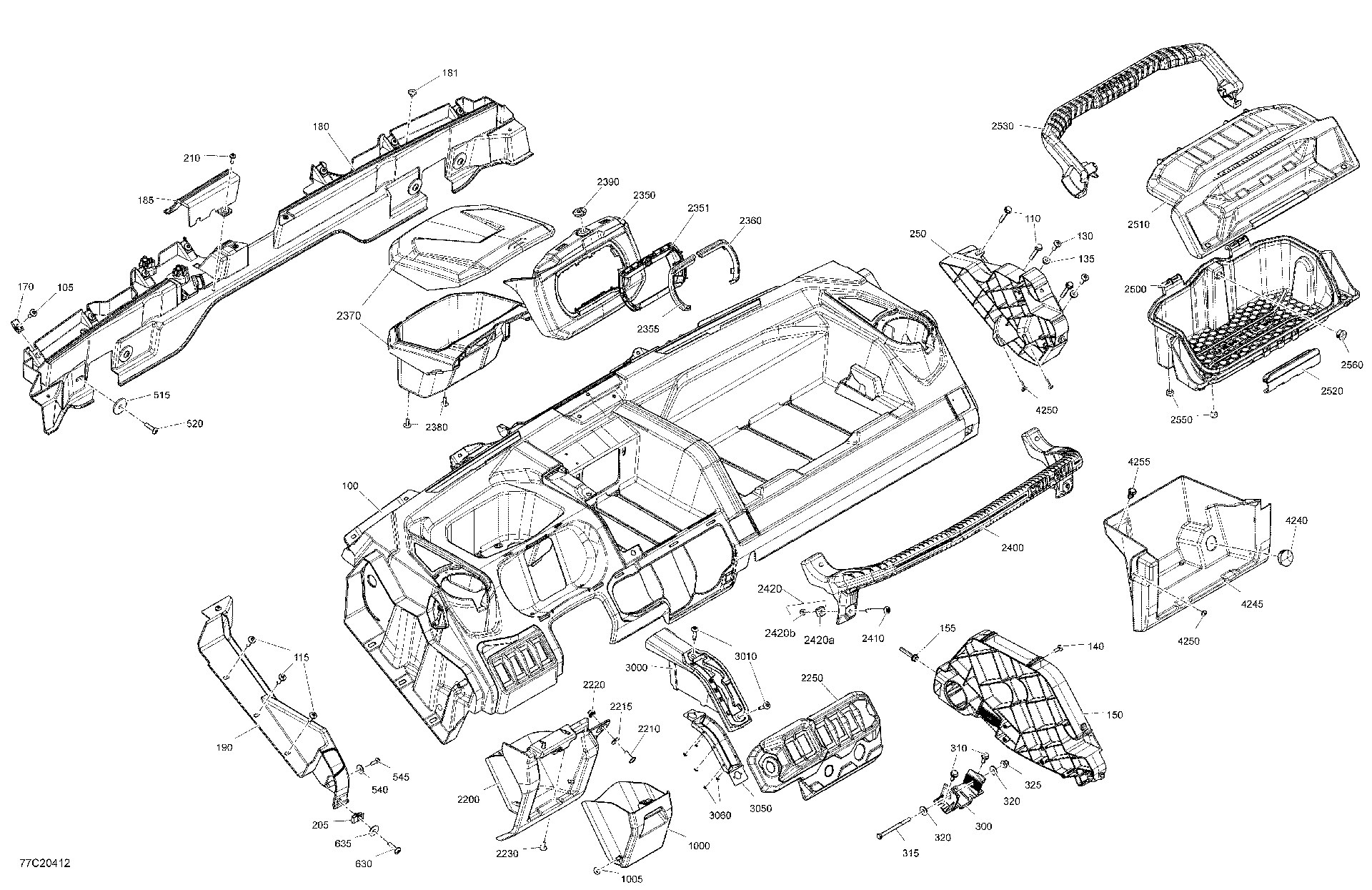 An Image of a Genuine Can-Am Parts Schematic Diagram showing the schematic - CAB INTERIOR - DASHBOARD