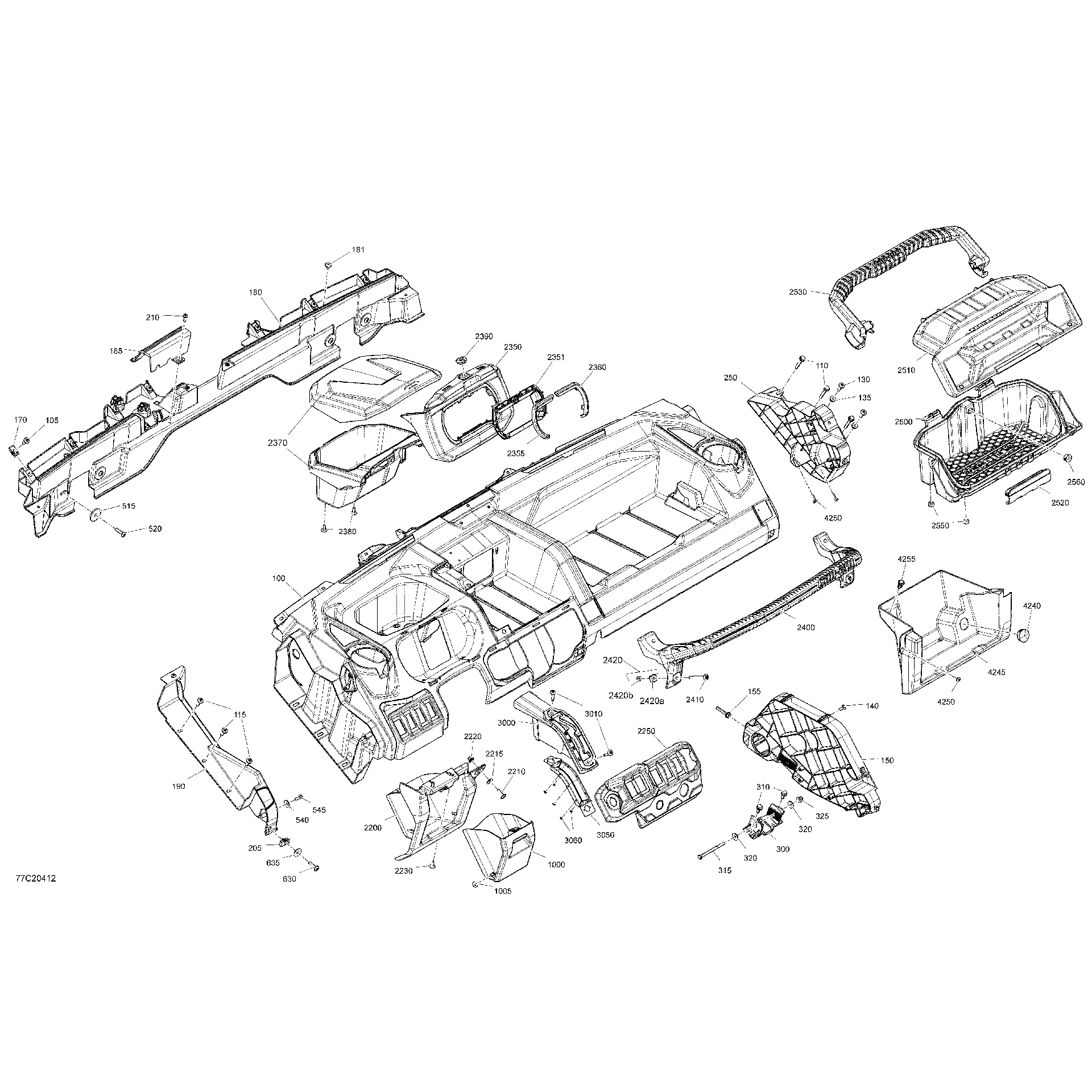 An Image of a Genuine Can-Am Parts Schematic Diagram showing the schematic - CAB INTERIOR - DASHBOARD - CAB