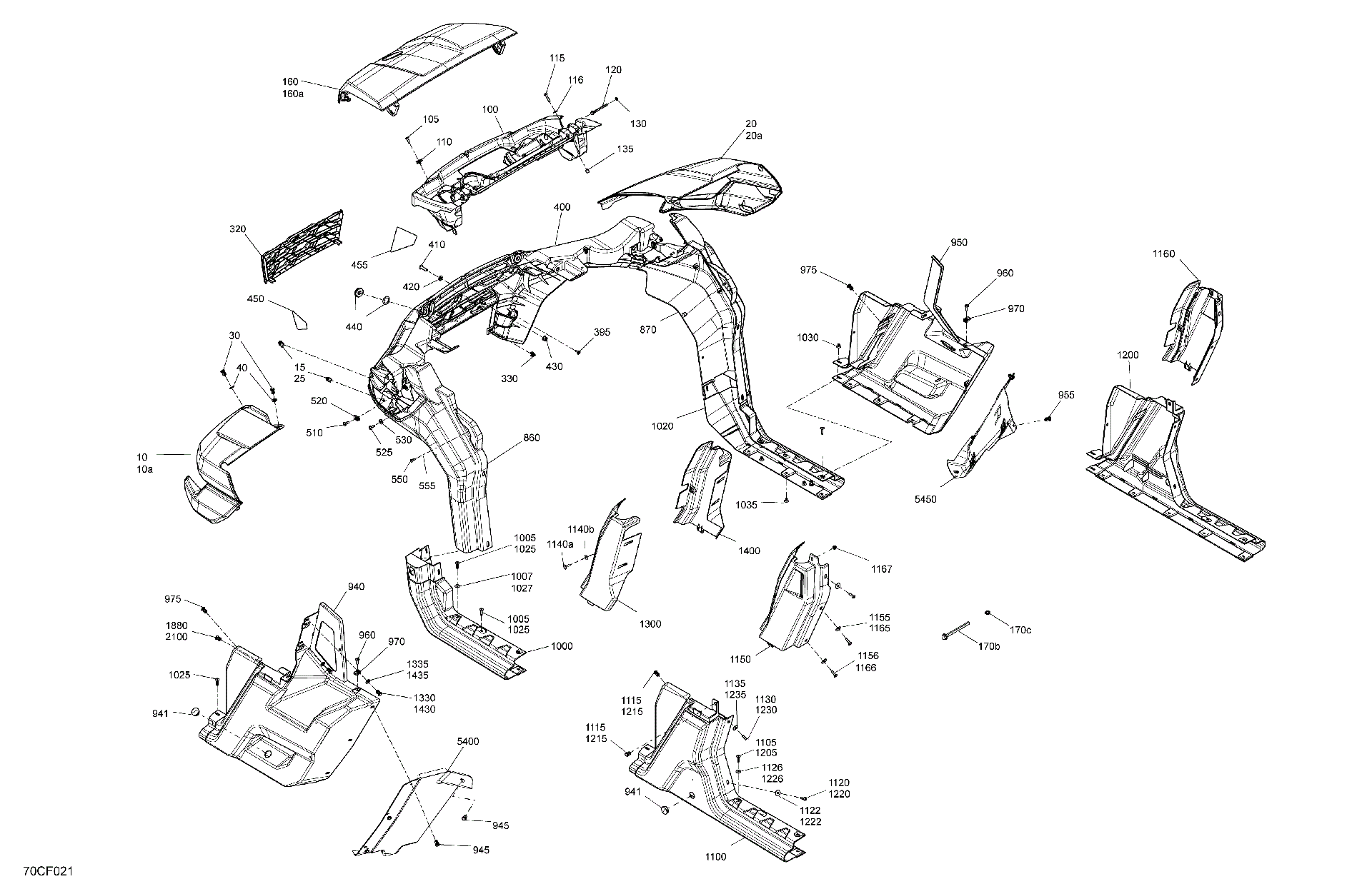An Image of a Genuine Can-Am Parts Schematic Diagram showing the schematic - BODY - SYSTEM