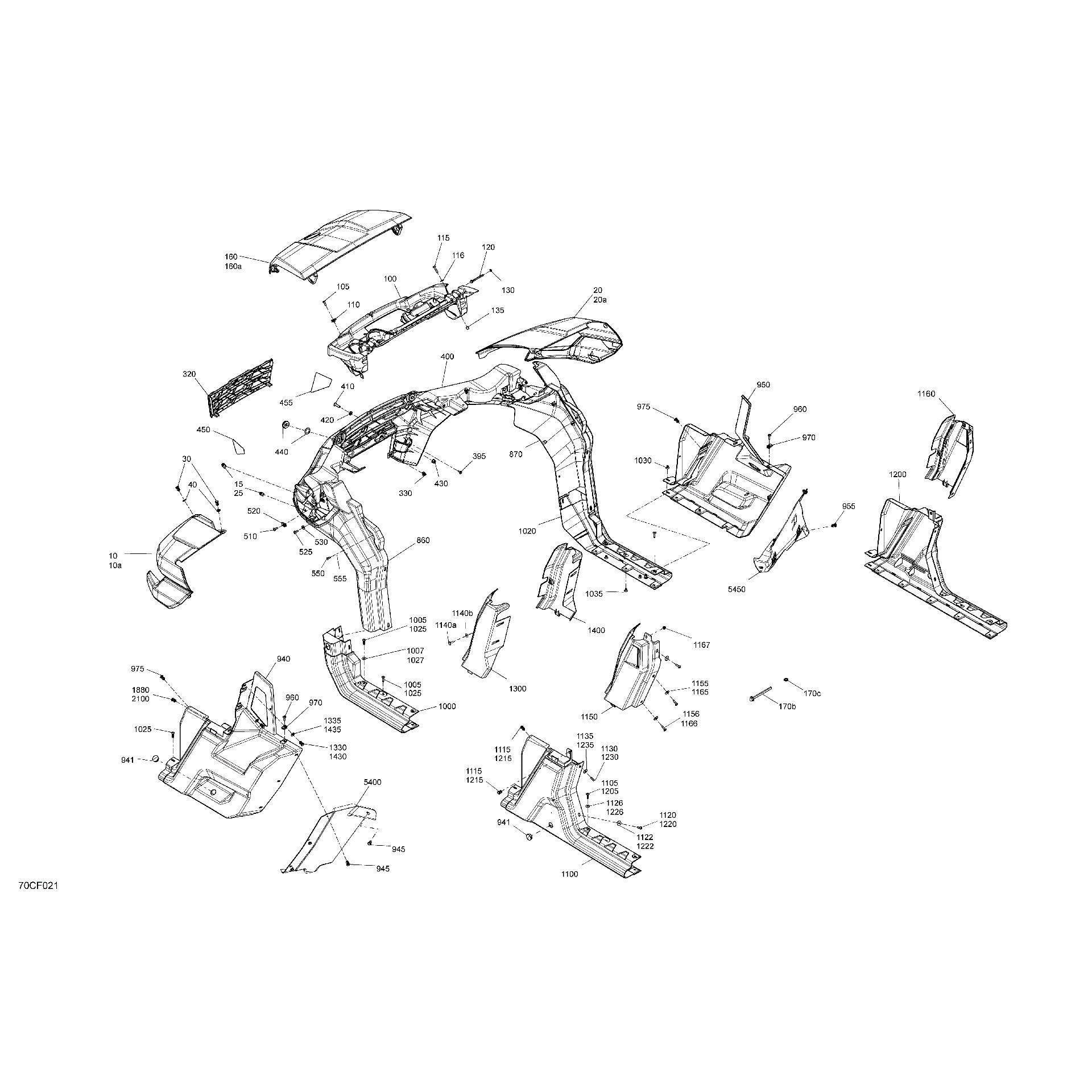 An Image of a Genuine Can-Am Parts Schematic Diagram showing the schematic - BODY - SYSTEM
