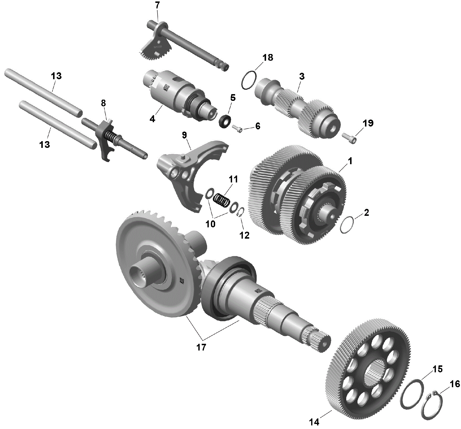 An Image of a Genuine Can-Am Parts Schematic Diagram showing the schematic - ROTAX - GEARBOX 2