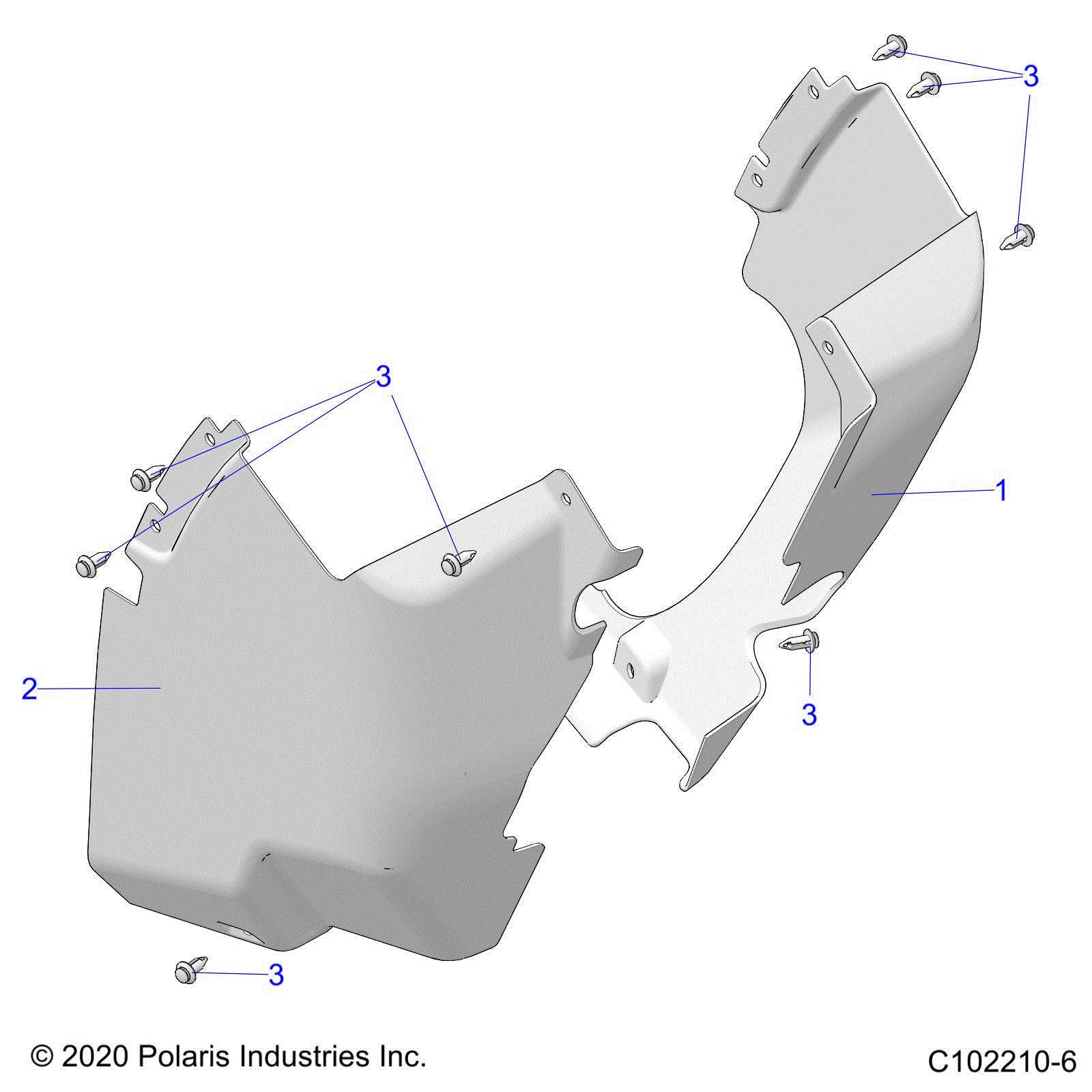 An Image of a Genuine Polaris Parts Schematic Diagram showing the schematic - BODY: MUD GUARDS - 2023 POLARIS SPORTSMAN 850 HIGH LIFTER