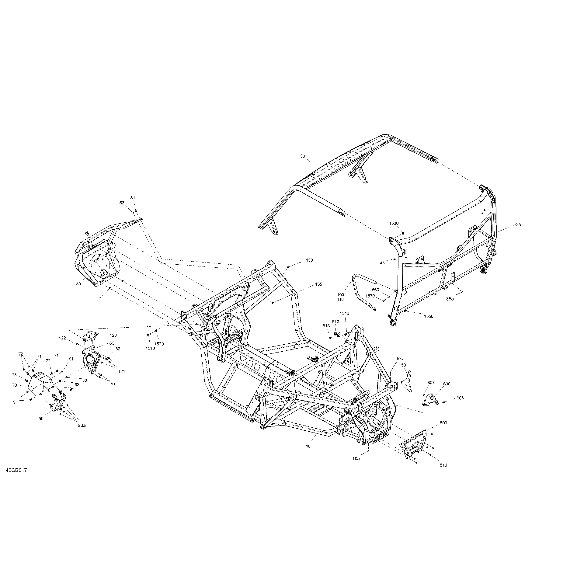 An Image of a Genuine Can-Am Parts Schematic Diagram showing the schematic - FRAME - SYSTEM