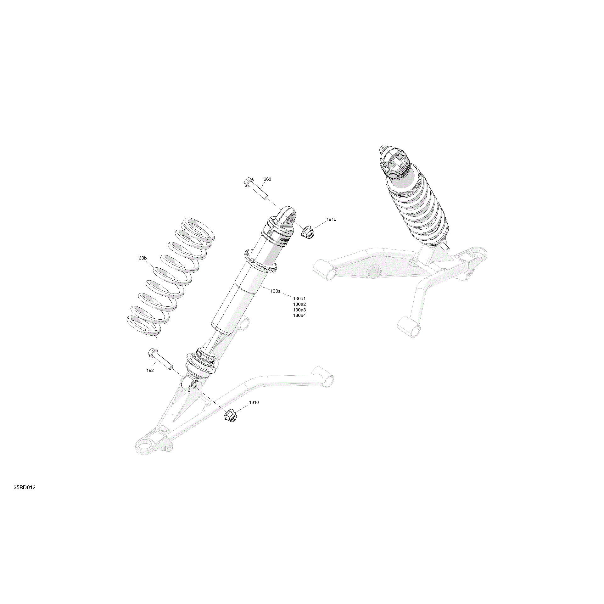 An Image of a Genuine Can-Am Parts Schematic Diagram showing the schematic - SUSPENSION - FRONT SHOCKS