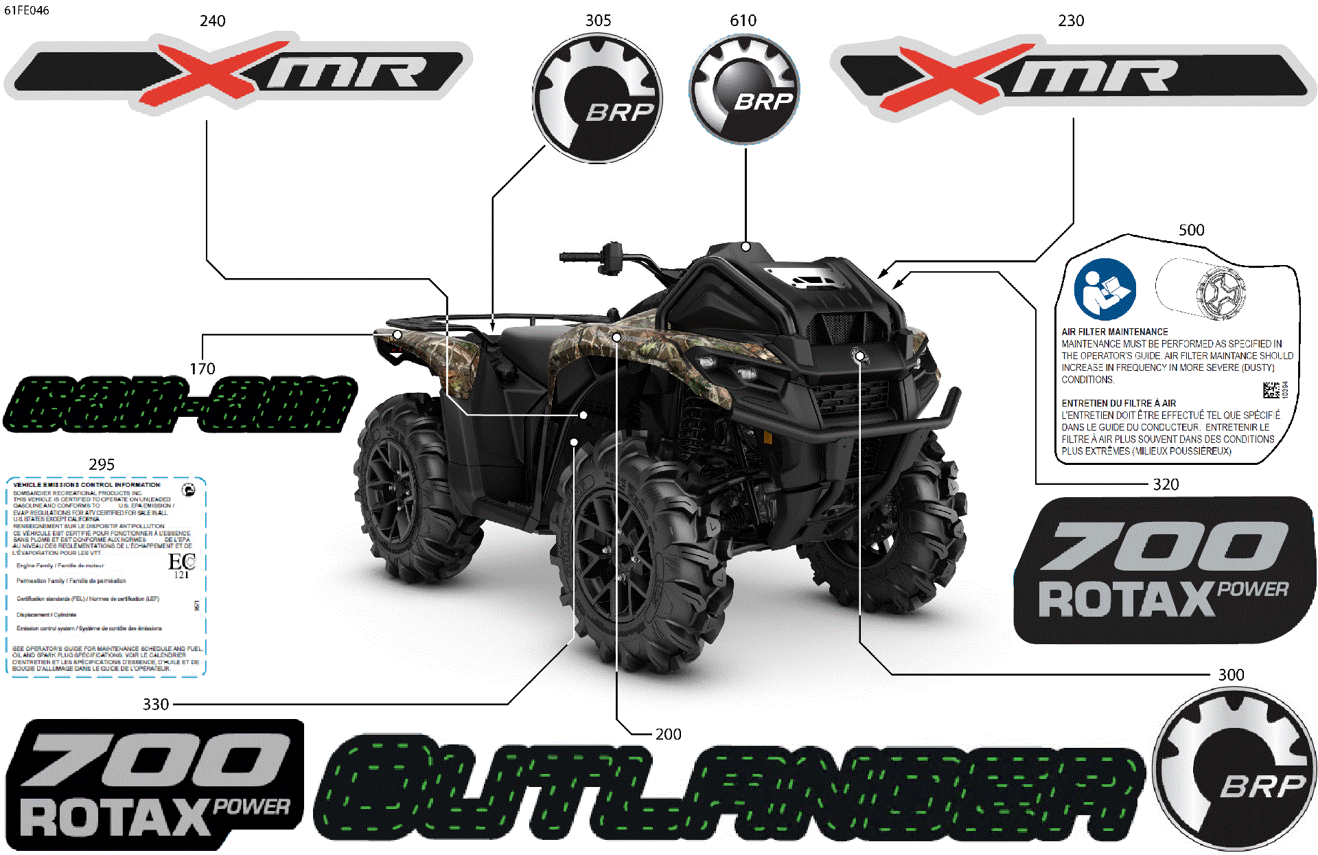An Image of a Genuine Can-Am Parts Schematic Diagram showing the schematic - BODY - FEATURE DECALS