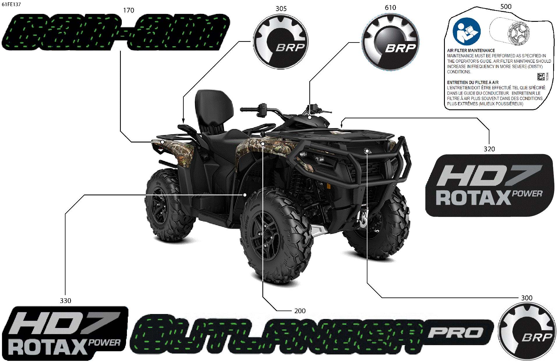 An Image of a Genuine Can-Am Parts Schematic Diagram showing the schematic - BODY - FEATURE DECALS