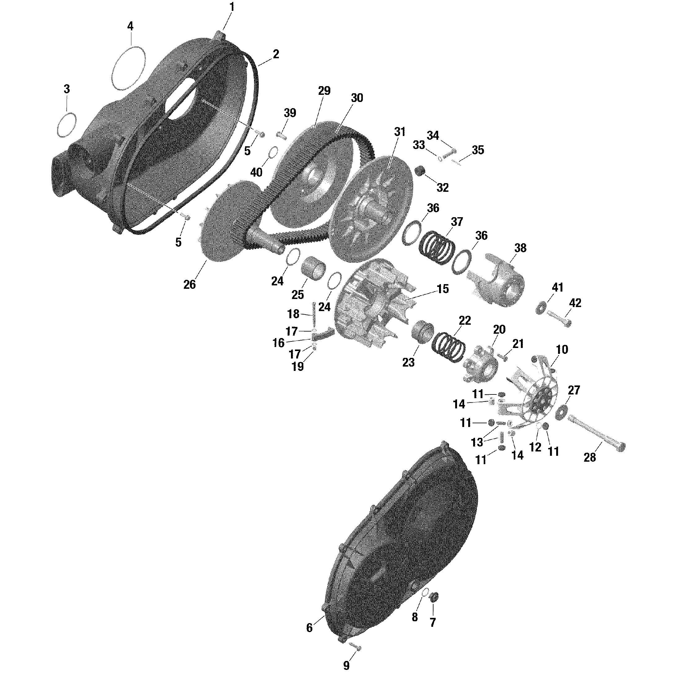 An Image of a Genuine Can-Am Parts Schematic Diagram showing the schematic - ROTAX - TRANSMISSION MAVERICK
