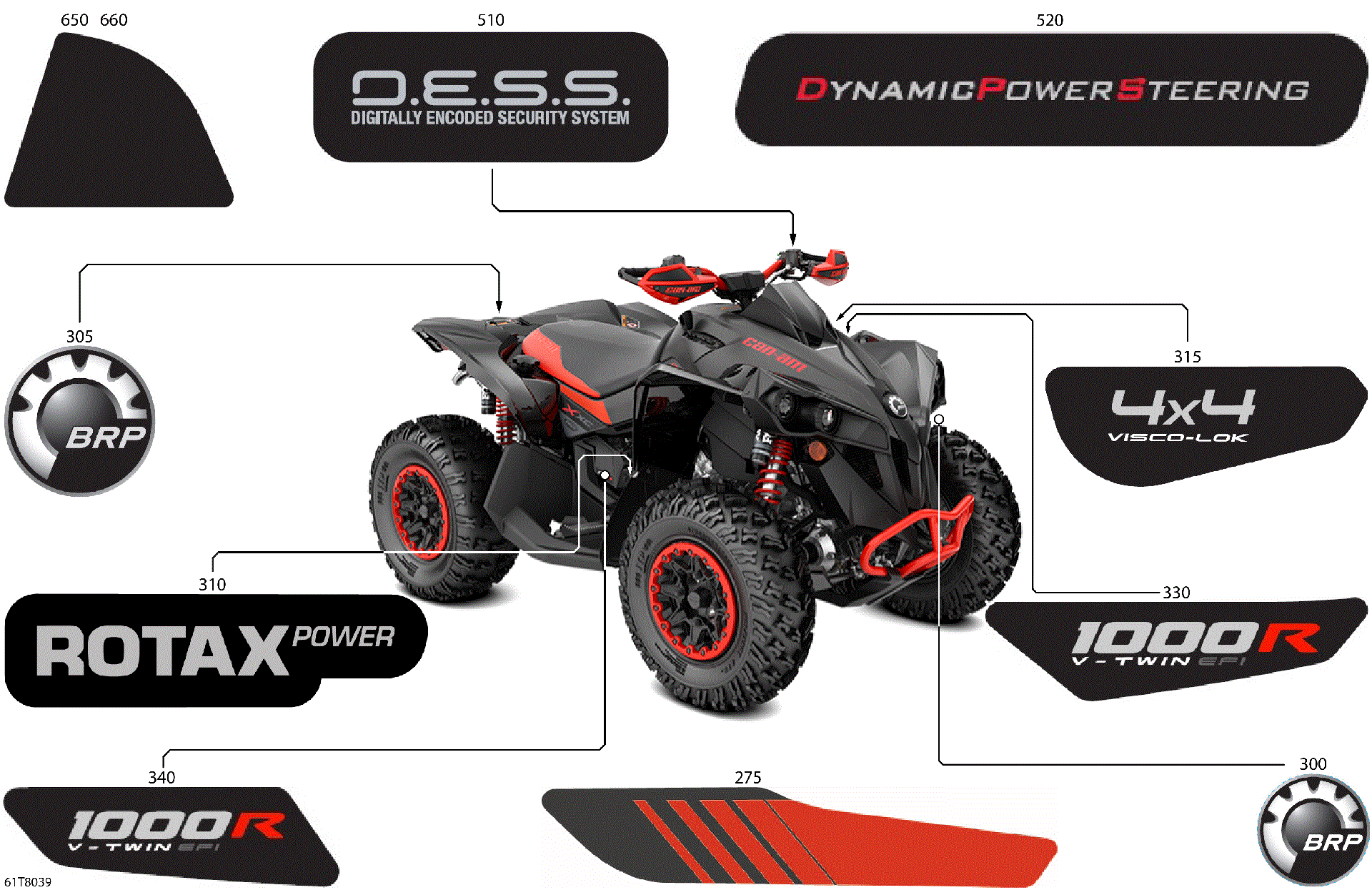 An Image of a Genuine Can-Am Parts Schematic Diagram showing the schematic - BODY - FEATURE DECALS