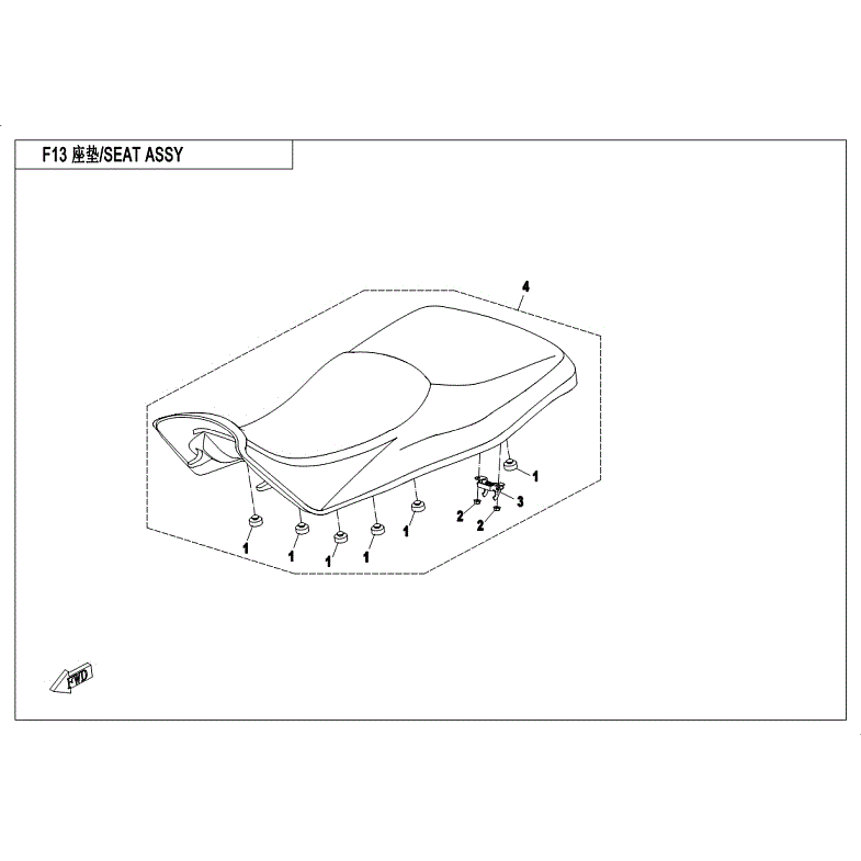 An Image of a genuine CFMOTO Parts Schematic Diagram showing the group - SEAT - 2018 CFMOTO CFORCE 500 HO