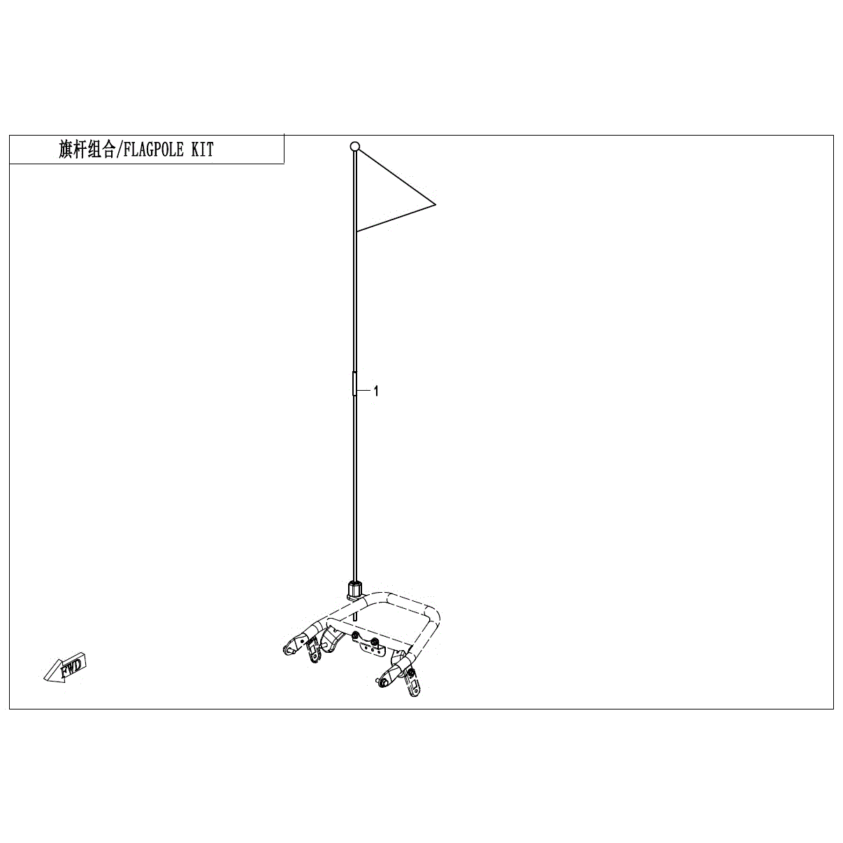 An Image of a genuine CFMOTO Parts Schematic Diagram showing the group - FLAGPOLE KIT - 2024 CFMOTO CFORCE 110