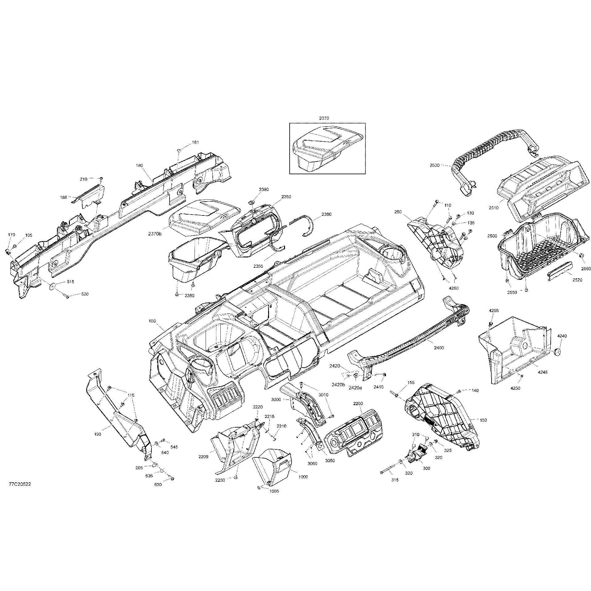An Image of a Genuine Can-Am Parts Schematic Diagram showing the schematic - CAB INTERIOR - DASHBOARD