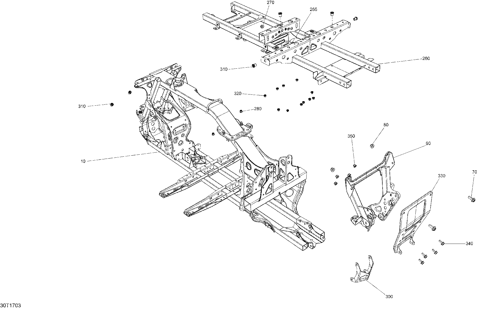 An Image of a Genuine Can-Am Parts Schematic Diagram showing the schematic - FRAME - ALL MODELS