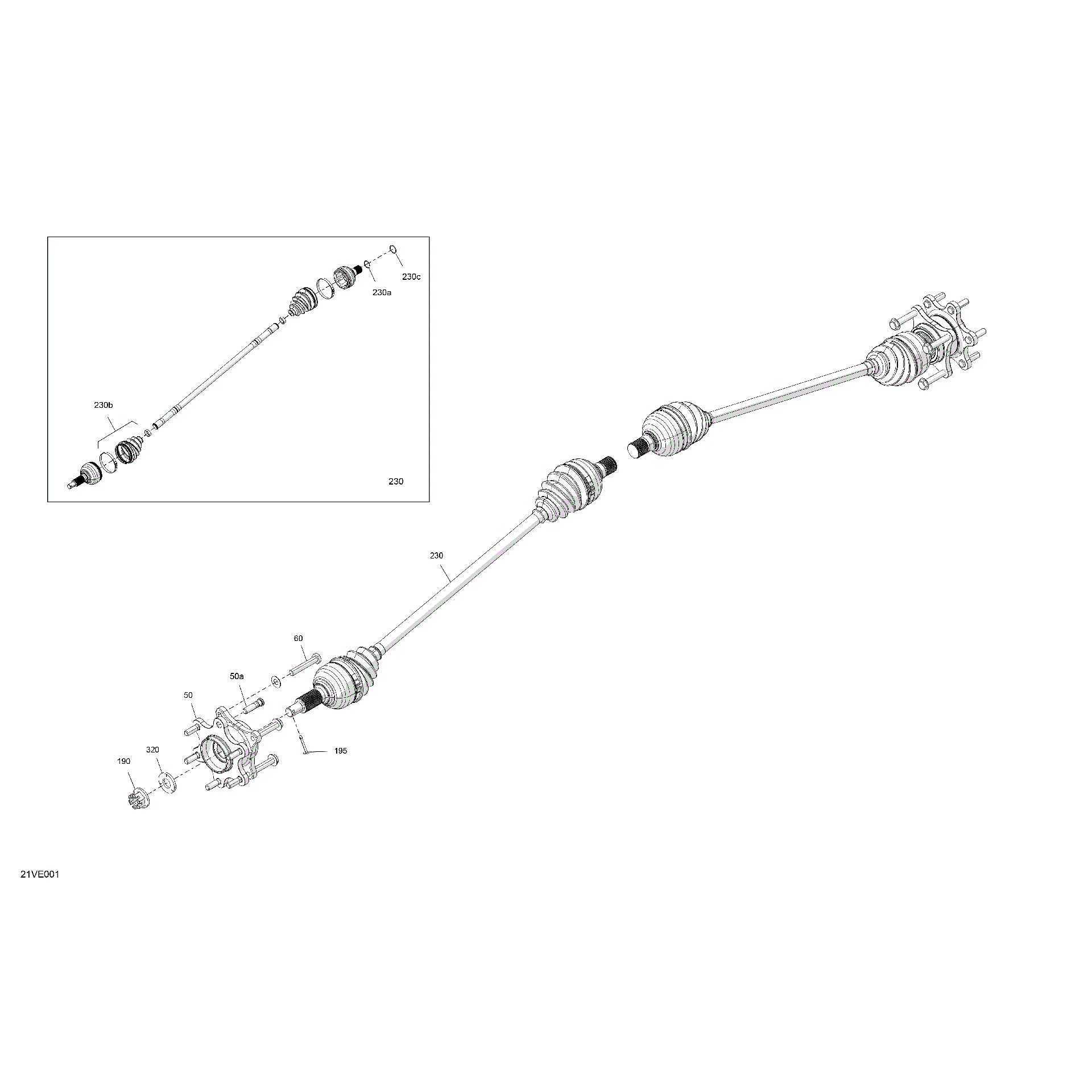 An Image of a Genuine Can-Am Parts Schematic Diagram showing the schematic - DRIVE - REAR - COMMON PARTS