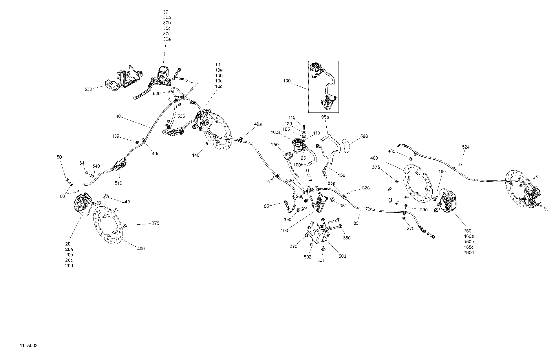 An Image of a Genuine Can-Am Parts Schematic Diagram showing the schematic - MECHANIC - BRAKES