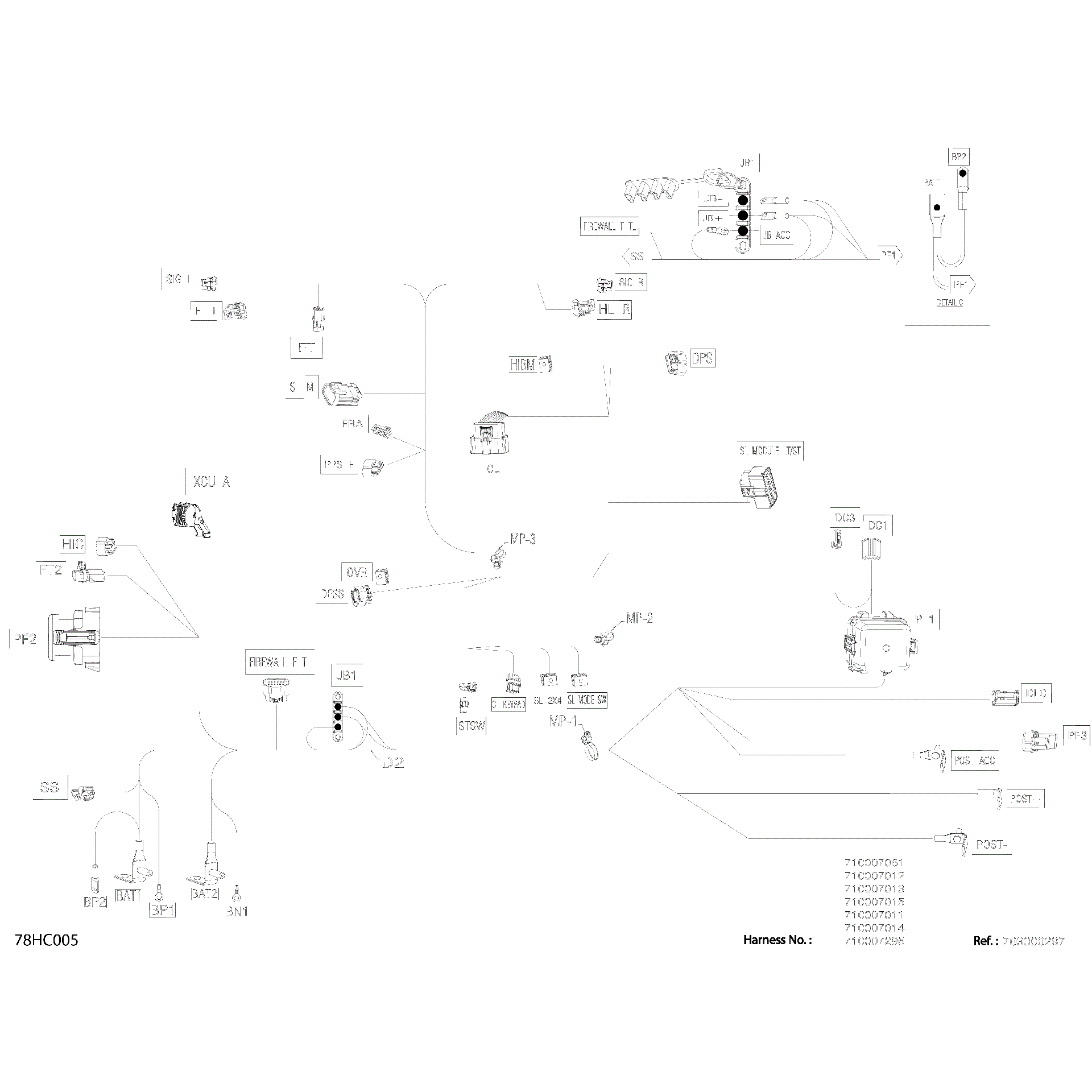 An Image of a Genuine Can-Am Parts Schematic Diagram showing the schematic - ELECTRIC - MAIN HARNESS - 710009157