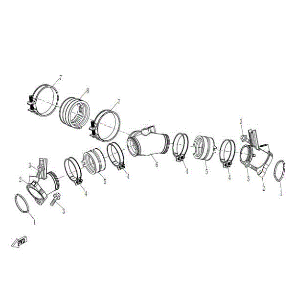 An Image of a Genuine CFMOTO Parts Schematic Diagram showing the schematic - INTAKE MANIFOLD ASSY - 2015 CFMOTO ZFORCE 800 Trail