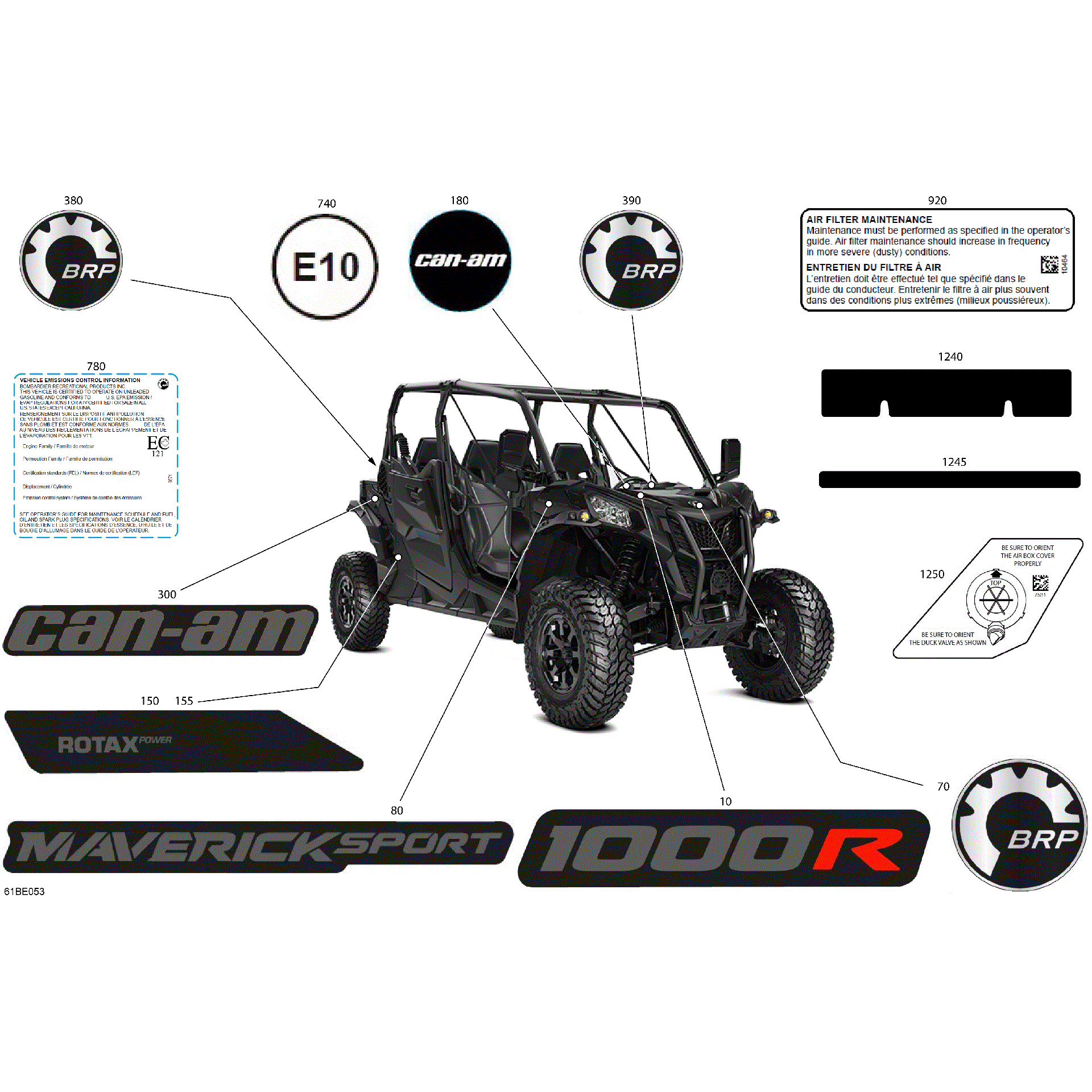 An Image of a Genuine Can-Am Parts Schematic Diagram showing the schematic - BODY - DECALS
