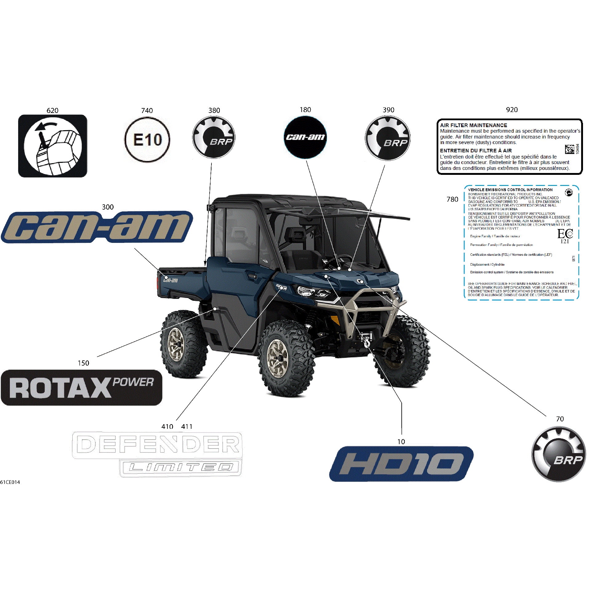 An Image of a Genuine Can-Am Parts Schematic Diagram showing the schematic - BODY - DECALS