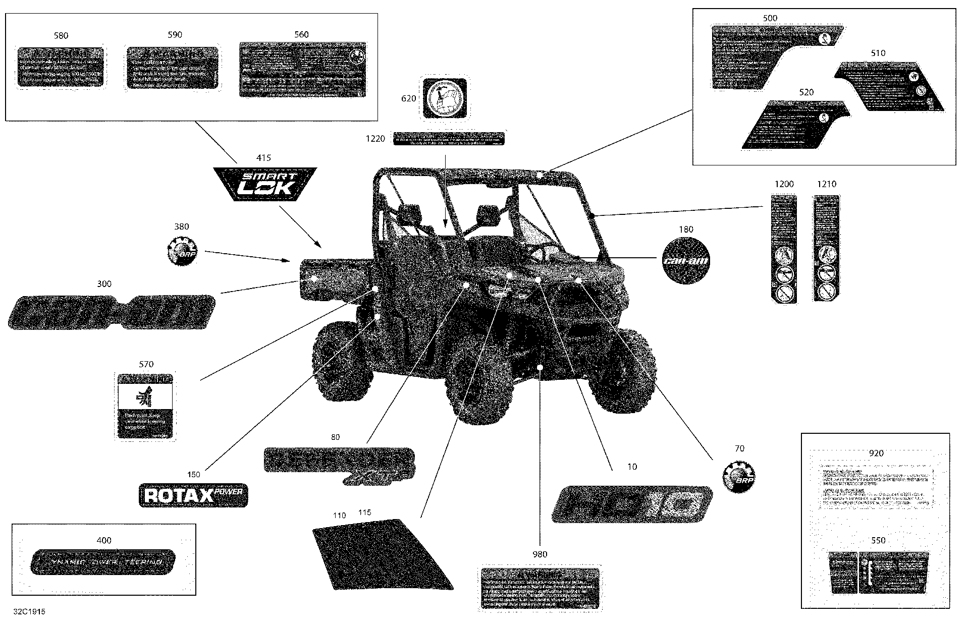 An Image of a Genuine Can-Am Parts Schematic Diagram showing the schematic - DECALS - HD10 - XT P