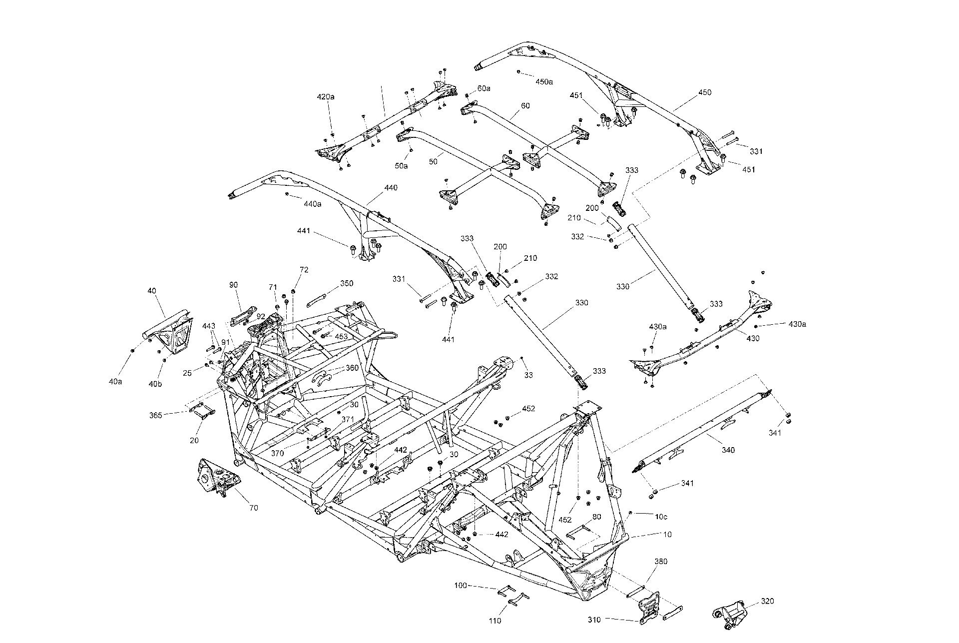 An Image of a Genuine Can-Am Parts Schematic Diagram showing the schematic - FRAME